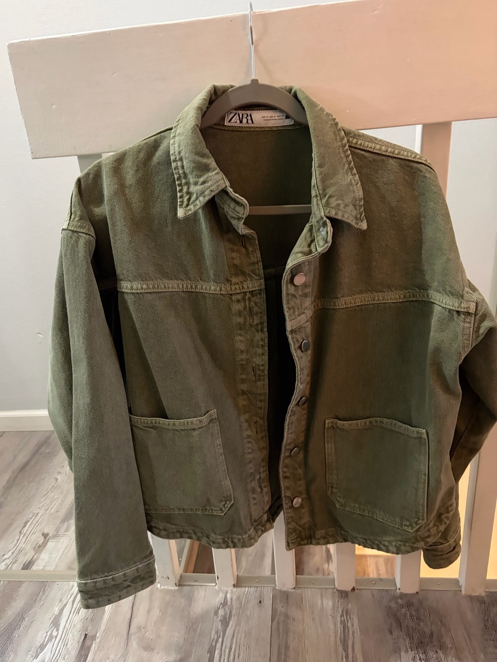 Zara Olive Green Denim Jacket